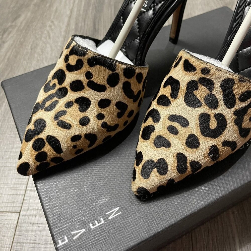 NIB Steven by Steve Madden VADAH D'orsay Pumps Leopard Calf Leather Heels Sz 9 - Picture 2 of 7